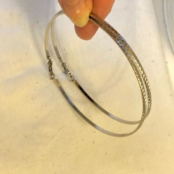 3 1/2” round large hoop pierced earrings silver tone - Picture 6 of 8